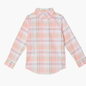 NWT. Janie & Jack. Boy’s Madras Plaid, Roll-Up Sleeve Button Down. Size 7.